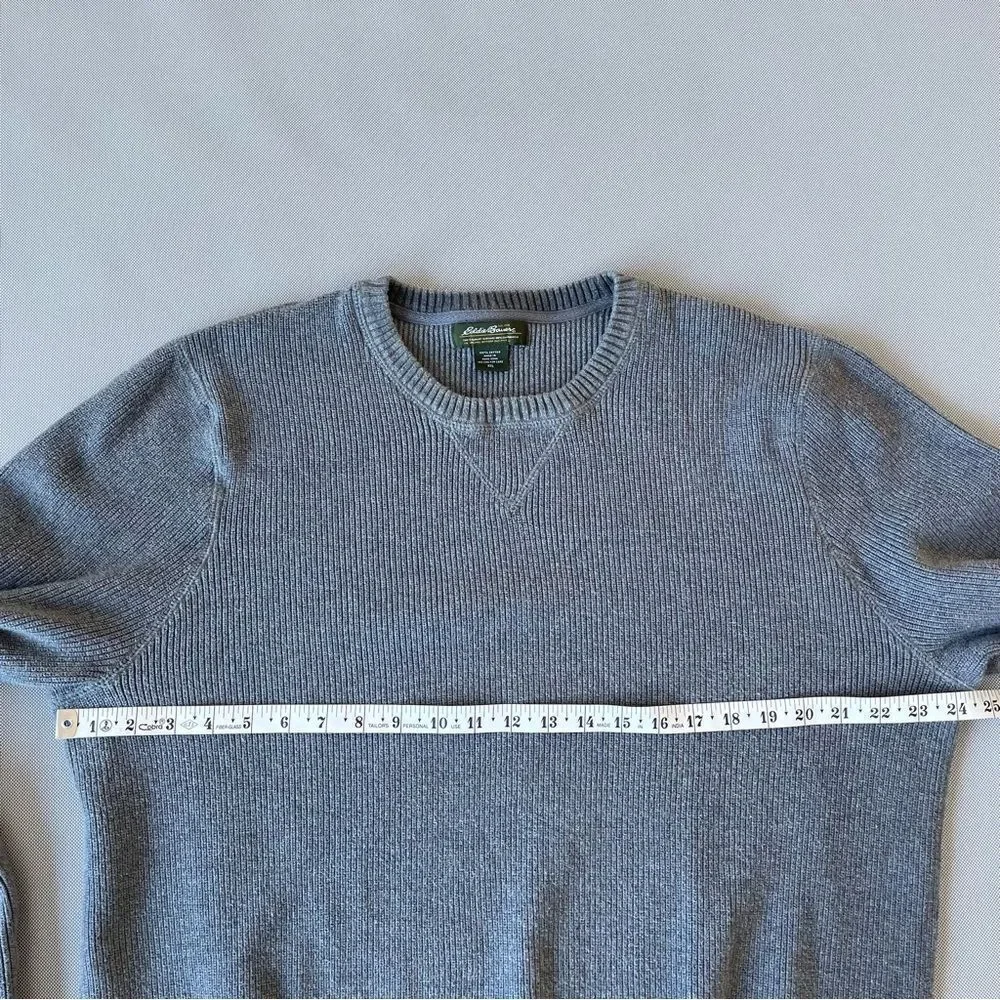 Eddie Bauer Gray Knit Crewneck Heavyweight Cotton Sweater Men’s Size XXL - Picture 6 of 9